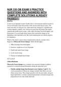 NUR 335 OB EXAM 5 PRACTICE QUESTIONS AND ANSWERS WITH COMPLETE SOLUTIONS ALREADY PASSED&excl;&excl;&excl;