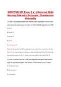 NR327&sol;NR 327 Exam 1 V1 &vert; Maternal Child &NewLine;Nursing Q&A with Rationale &vert; Chamberlain &NewLine;University