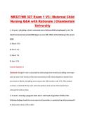 NR 327 Exam 1 V1&ndash;V3 &vert; NR327 Exam 1 V1&ndash;V3 &vert; Maternal Child Nursing &vert; Chamberlain University &vert; Complete Exam Bundle with Detailed Verified Answers
