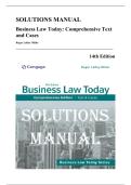 Solutions Manual &mdash; Business Law Today&colon; Comprehensive Text and Cases&comma; 14th Edition &lpar;Roger LeRoy Miller&comma; 2025&rpar; &vert; All Chapters 1-43 Covered