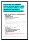 AMR Ambulance Driver Competency&NewLine;Evaluation With Actual Questions & Verified&NewLine;Answers&comma; Plus Explained Rationales&sol;Expert&NewLine;Verified For Guaranteed 100&percnt; Pass&NewLine;2026&sol;Latest Update&sol;Instant Download Pdf