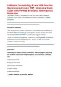 California Cosmetology Exam 2026 Practice Questions & Answers PDF &vert; Licensing Study Guide with Verified Solutions&comma; Techniques & Rationales
