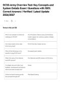 GCSS-Army Overview Test&colon; Key Concepts and&NewLine;System Details Exam &vert; Questions with 100&percnt;&NewLine;Correct Answers &vert; Verified &vert; Latest Update&NewLine;2026&sol;2027