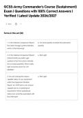 GCSS-Army Commander's Course &lpar;Sustainment&rpar;&NewLine;Exam &vert; Questions with 100&percnt; Correct Answers &vert;&NewLine;Verified &vert; Latest Update 2026&sol;2027