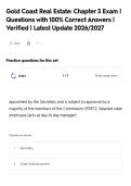 Gold Coast Real Estate&colon; Chapter 2 Exam &vert;&NewLine;Questions with 100&percnt; Correct Answers &vert;&NewLine;Verified &vert; Latest Update 2026&sol;2027&NewLine;