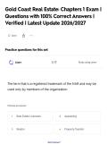 Gold coast real estate&colon; chapter 4 Exam &vert;&NewLine;Questions with 100&percnt; Correct Answers &vert;&NewLine;Verified &vert; Latest Update 2026&sol;2027