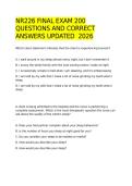 NR226 FINAL EXAM 200 QUESTIONS AND CORRECT ANSWERS UPDATED  2026