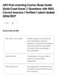 45H Post Licensing Course Study Guide&NewLine;&lpar;Gold Coast Doral &rpar; &vert; Questions with 100&percnt;&NewLine;Correct Answers &vert; Verified &vert; Latest Update&NewLine;2026&sol;2027
