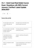 Ch&period; 1 - Gold Coast Real Estate Course&NewLine;Exam &vert; Questions with 100&percnt; Correct&NewLine;Answers &vert; Verified &vert; Latest Update&NewLine;2026&sol;2027