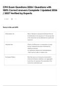 CPH Exam Questions 2026 &vert; Questions with 100&percnt; Correct Answers Complete &vert; Updated 2026 &sol; 2027 Verified by Experts