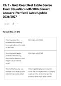 Ch&period; 7 - Gold Coast Real Estate Course&NewLine;Exam &vert; Questions with 100&percnt; Correct&NewLine;Answers &vert; Verified &vert; Latest Update&NewLine;2026&sol;2027