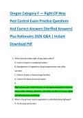 Oregon Category F &mdash; Right-Of-Way &NewLine;Pest Control Exam Practice Questions &NewLine;And Correct Answers &lpar;Verified Answers&rpar; &NewLine;Plus Rationales 2026 Q&A &vert; Instant &NewLine;Download Pdf