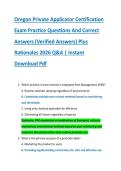 Oregon Private Applicator Certification &NewLine;Exam Practice Questions And Correct &NewLine;Answers &lpar;Verified Answers&rpar; Plus &NewLine;Rationales 2026 Q&A &vert; Instant &NewLine;Download Pdf
