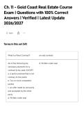 Ch&period; 11 - Gold Coast Real Estate Course&NewLine;Exam &vert; Questions with 100&percnt; Correct&NewLine;Answers &vert; Verified &vert; Latest Update&NewLine;2026&sol;2027