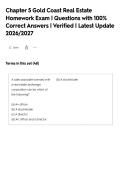 Chapter 6 - Gold Coast Real Estate&NewLine;Homework Exam &vert; Questions with 100&percnt;&NewLine;Correct Answers &vert; Verified &vert; Latest Update&NewLine;2026&sol;2027