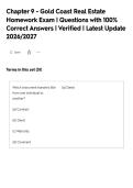 Chapter 8&sol;9 Gold Coast real estate&NewLine;license Exam &vert; Questions with 100&percnt;&NewLine;Correct Answers &vert; Verified &vert; Latest Update&NewLine;2026&sol;2027