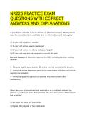 NR226 PRACTICE EXAM QUESTIONS WITH CORRECT ANSWERS AND EXPLANATIONS 
