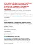 WGU D514 Analytical Methods of Healthcare Leaders OA 2026 Practice Questions & Answers PDF &vert; Healthcare Data Analysis Study Guide with Verified Solutions & Rationales