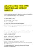 ADULT HEALTH 2 FINAL EXAM QUESTIONS AND CORRECT ANSWERS 