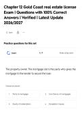 Ch&period; 11 - Gold Coast Real Estate Course&NewLine;Exam &vert; Questions with 100&percnt; Correct&NewLine;Answers &vert; Verified &vert; Latest Update&NewLine;2026&sol;2027
