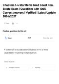 Chapter 16 Gold Coast real estate course&NewLine;Exam &vert; Questions with 100&percnt; Correct&NewLine;Answers &vert; Verified &vert; Latest Update&NewLine;2026&sol;2027