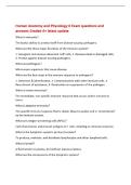 Human Anatomy and Physiology II Exam questions and&NewLine;answers Graded A&plus; latest update&NewLine;What is immunity&quest;&NewLine;The body's ability to protect itself from disease-causing pathogens&period;&NewLine;What are the three major functions of the immune system&quest;&NewLine;1&period; Recognize and