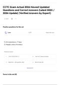 CCTC Exam Actual 2026 Newest Updated Questions and Correct Answers &lpar;Latest 2025 &sol; 2026 Update&rpar; &lpar;Verified Answers by Expert&rpar;