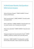 VA Real Estate Moseley Test Questions With Correct Answers 