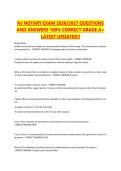 NJ NOTARY EXAM 2026&sol;2027 QUESTIONS &NewLine;AND ANSWERS 100&percnt; CORRECT GRADE A&plus; &NewLine;LATEST UPDATED&excl;&excl; 