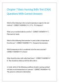 Chapter 7 Basic Nursing Skills Test &lpar;CNA&rpar; Questions With Correct Answers&period;