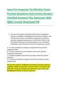 Iowa Fire Inspector Certification Exam &NewLine;Practice Questions And Correct Answers &NewLine;&lpar;Verified Answers&rpar; Plus Rationale 2026 &NewLine;Q&A&vert; Instant Download Pdf 