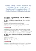 Securities Industry Essentials &lpar;SIE&rpar; Exam Prep Document 2026&sol;2027 &vert; FINRA & SEC Foundations of the Securities Industry &vert; 75 Verified Questions with Detailed Rationales