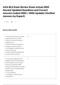 AHA BLS Exam Review Exam Actual 2025 Newest Updated Questions and Correct Answers &lpar;Latest 2025 &sol; 2026 Update&rpar; &lpar;Verified Answers by Expert&rpar;