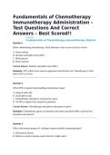 Fundamentals of Chemotherapy Immunotherapy Administration &ndash; Test Questions And Correct Answers &ndash; Best Scored&excl;&excl;