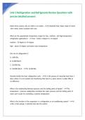 Unit 3 Refrigeration and Refrigerants Review Questions with precise detailed answers