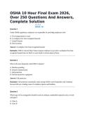 OSHA 10 Hour Final Exam 2026&comma; Over 250 Questions And Answers&comma; Complete Solution