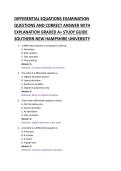 DIFFERENTIAL EQUATIONS EXAMINATION &NewLine;QUESTIONS AND CORRECT ANSWER WITH &NewLine;EXPLANATION GRADED A&plus; STUDY GUIDE