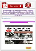 Solution Manual for Automotive Engines&colon; Diagnosis&comma; Repair&comma; and Rebuilding 9th Edition by Tim Gilles & Tim LeVan &vert; Complete Chapters 1&ndash;19 Solutions Guide&comma; Answer Key & Exam Prep 2026&ndash;2027&NewLine;