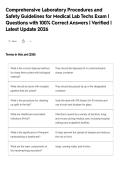 Comprehensive Laboratory Procedures and&NewLine;Safety Guidelines for Medical Lab Techs Exam &vert;&NewLine;Questions with 100&percnt; Correct Answers &vert; Verified &vert;&NewLine;Latest Update 2026
