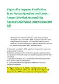 Virginia Fire Inspector Certification &NewLine;Exam Practice Questions And Correct &NewLine;Answers &lpar;Verified Answers&rpar; Plus &NewLine;Rationale 2026 Q&A&vert; Instant Download &NewLine;Pdf  