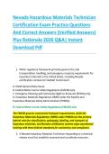 Nevada Hazardous Materials Technician &NewLine;Certification Exam Practice Questions &NewLine;And Correct Answers &lpar;Verified Answers&rpar; &NewLine;Plus Rationale 2026 Q&A&vert; Instant &NewLine;Download Pdf 