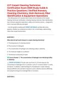 CCT Carpet Cleaning Technician Certification Exam 2026 Study Guide & Practice Questions &vert; Verified Answers&comma; Cleaning Chemistry&comma; Stain Removal&comma; Fiber Identification & Equipment Operations