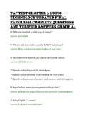 TAP TEST CHAPTER 3 USING&NewLine;TECHNOLOGY UPDATED FINAL&NewLine;PAPER 2026 COMPLETE QUESTIONS&NewLine;AND VERIFIED ANSWERS GRADE A&plus;