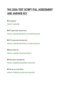 TAX 2026 TEST SCRIPT FULL ASSESSMENT&NewLine;AND ANSWER KEY