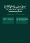 NHA CCMA Certified Clinical Medical Assistant Exam 2026 Actual Exam &ndash; Complete Exam-Style Questions with Detailed Rationales &ndash; 100&percnt; Verified &ndash; A&plus; Graded