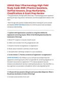 USMLE Step 1 Pharmacology High-Yield Study Guide 2026 &vert; Practice Questions&comma; Verified Answers&comma; Drug Mechanisms&comma; Classifications & Exam Prep Review