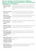 OCR A Level Biology - Past Paper Questions and Marking Schemes - Guaranteed Success Study Guide - Verified Questions and Answers - A&plus; Guaranteed