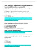Texas Real Estate Broker Exam &lpar;Verified Answers&rpar; Plus Rationales Q&A &vert; Instant Download Pdf