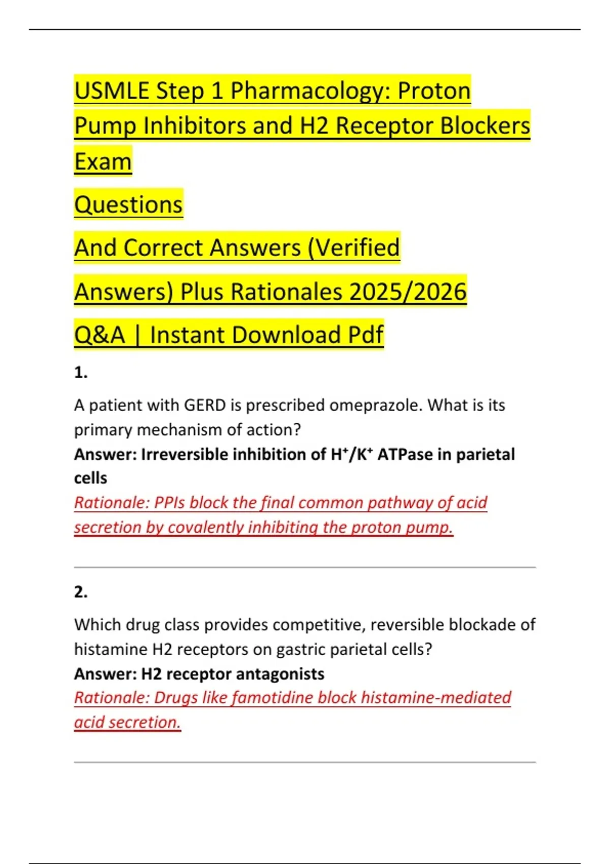 USMLE Step 1 Pharmacology: Proton Pump Inhibitors and H2 Receptor ...