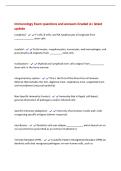 Immunology Exam questions and answers Graded A&plus; latest&NewLine;update